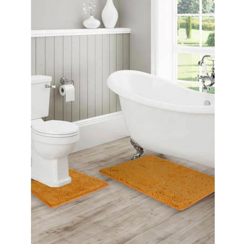 Generic Polyester Knitted Bathmats Sets (Brown, Size: 20x30 In)