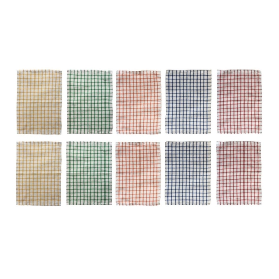 Generic Pack Of_10 Cotton Checkered Kitchen Towel Sets (Multicolor, Size: 18x12 In) Generic Pack Of_10 Cotton Checkered Kitchen Towel Sets (Multicolor, Size: 18x12 In)