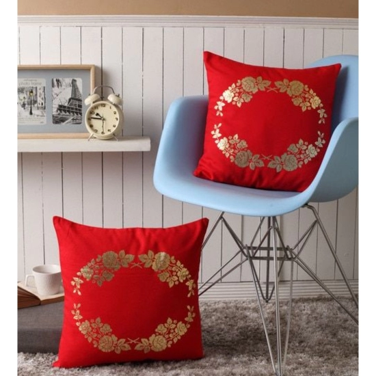 Generic Pack Of_2 Cotton Printed Cushion Cover Sets (Orange, Size: 16x16 In) Generic Pack Of_2 Cotton Printed Cushion Cover Sets (Orange, Size: 16x16 In)