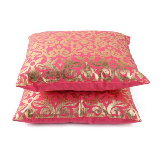 Generic Pack Of_2 Cotton Printed Cushion Cover Sets (Red, Size: 16x16 In)