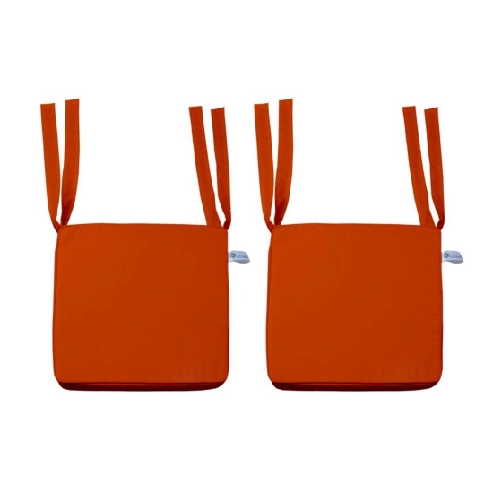 Generic Pack Of_2 Cotton Blended Solid Chair Cushions (Orange, Size: 16x16 In)