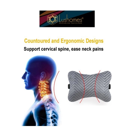 Generic Pack Of_2 Velvet zig zag Bone Neck Pillow (Grey, Size: 6x10 In)