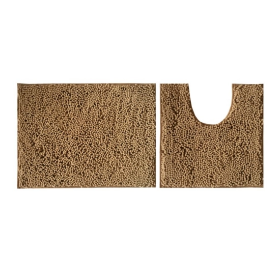 Generic Polyester Knitted Bathmats Sets (Light Brown, Size: 20x30 In)