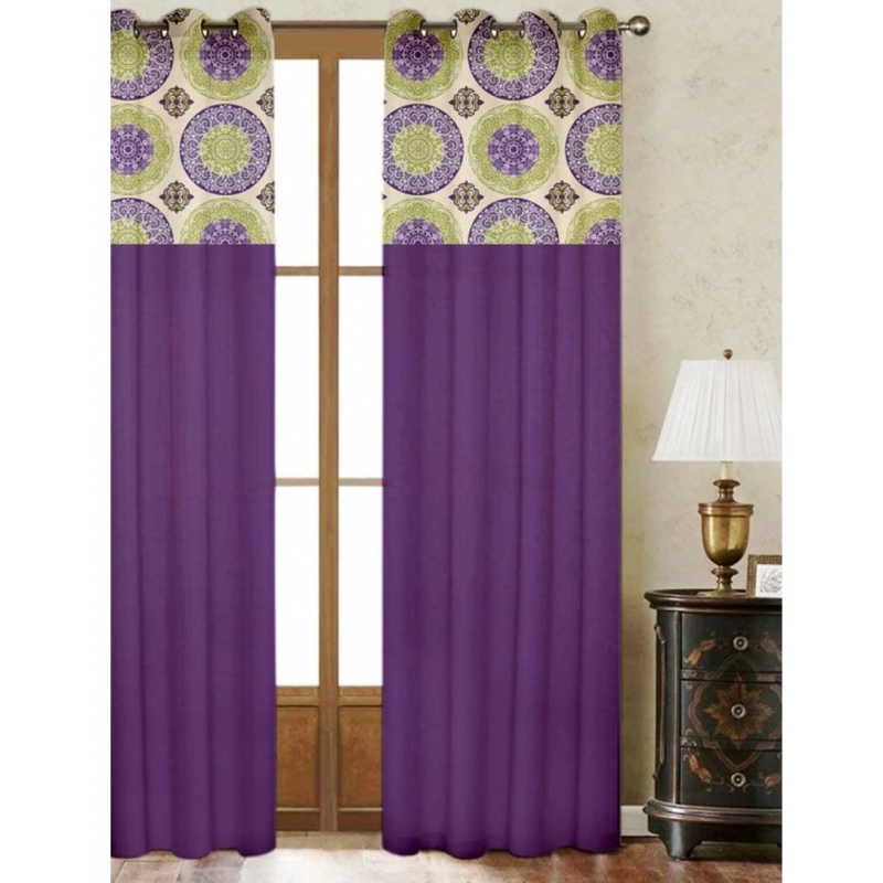 Generic Cotton Printed Curtains (Multicolor, Size: 54x90 In)
