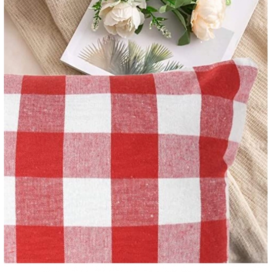 Generic Pack Of_4 Cotton Checkered Cushion Cover With Pom Pom (Red, Size: 20x20 In) Generic Pack Of_4 Cotton Checkered Cushion Cover With Pom Pom (Red, Size: 20x20 In)