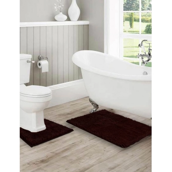 Generic Polyester Knitted Bathmats Sets (Brown, Size: 16x24 In)