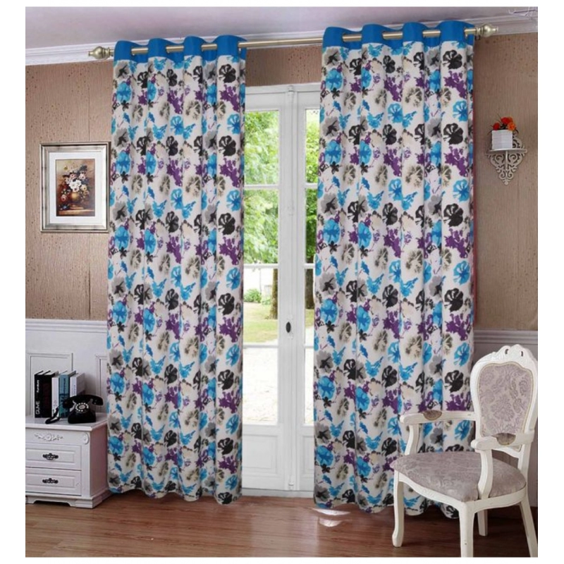 Generic Cotton Printed Curtains (Multicolor, Size: 54x90 In)
