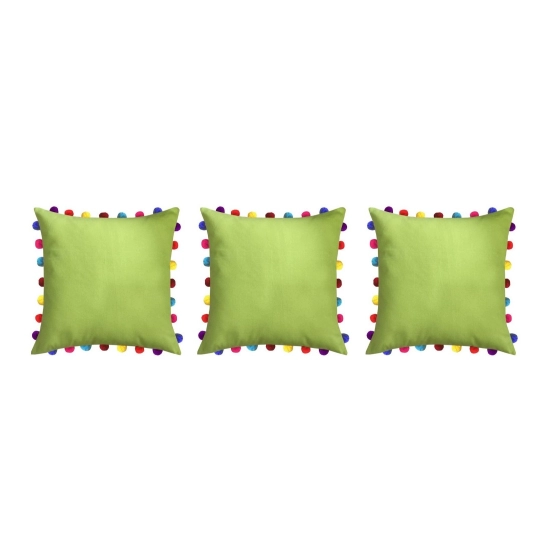 Generic Cotton Solid Pom Pom Cushion Covers (Green, Size: 8x8 In)
