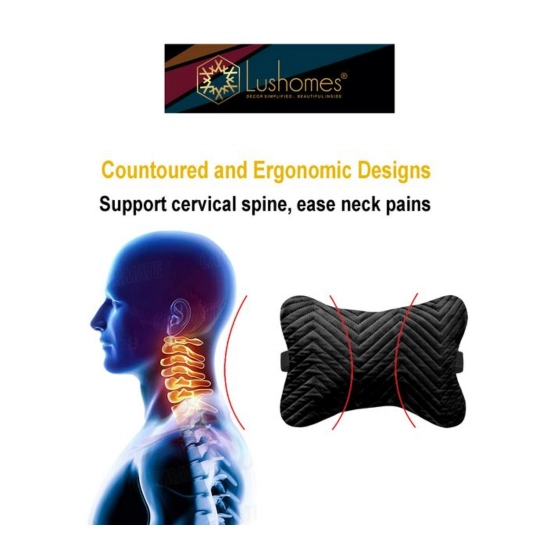 Generic Pack Of_2 Velvet zig zag Bone Neck Pillow (Black, Size: 6x10 In) Generic Pack Of_2 Velvet zig zag Bone Neck Pillow (Black, Size: 6x10 In)