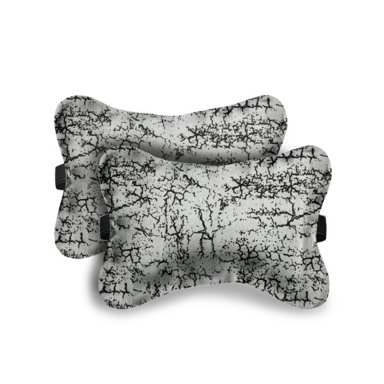Generic Pack Of_2 Velvet Printed Bone Neck Pillow (Dark Grey, Size: 6x10 In)