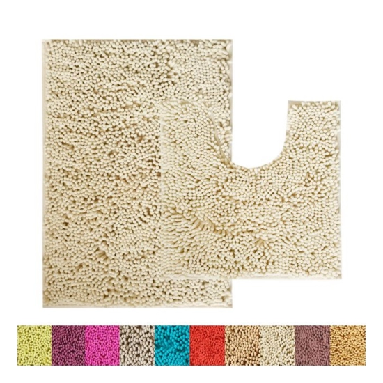 Generic Polyester Knitted Bathmats Sets (Beige, Size: 20x30 In)