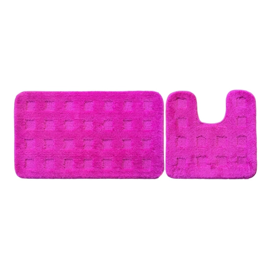 Generic Polyester Knitted Bathmats Sets (Pink, Size: 16x24 In)