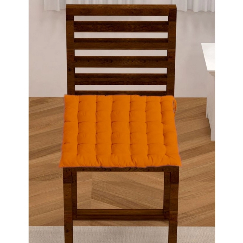 Generic Cotton Blended Solid Chair Cushions (Mustard, Size: 16x16 In)