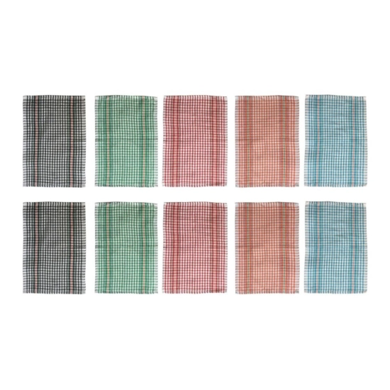Generic Pack Of_10 Cotton Checkered Kitchen Towel Sets (Multicolor, Size: 18x12 In)
