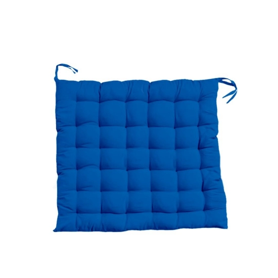 Generic Cotton Blended Solid Chair Cushions (Blue, Size: 16x16 In)