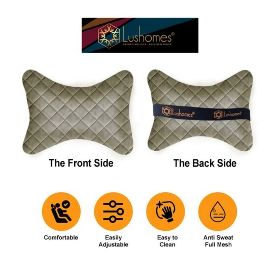 Generic Pack Of_2 Wonder Foam Checked  Bone Neck Pillow (Grey, Size: 7x11 In)