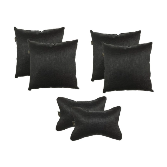 Generic Pack Of_6 Polyester Solid Car Pillow Sets (Black, Size: 12x12 In)