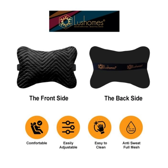 Generic Pack Of_2 Velvet zig zag Bone Neck Pillow (Black, Size: 6x10 In) Generic Pack Of_2 Velvet zig zag Bone Neck Pillow (Black, Size: 6x10 In)