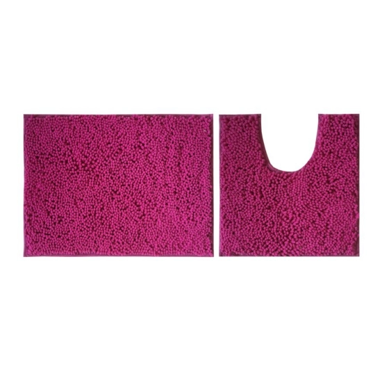 Generic Polyester Knitted Bathmats Sets (Pink, Size: 16x24 In)