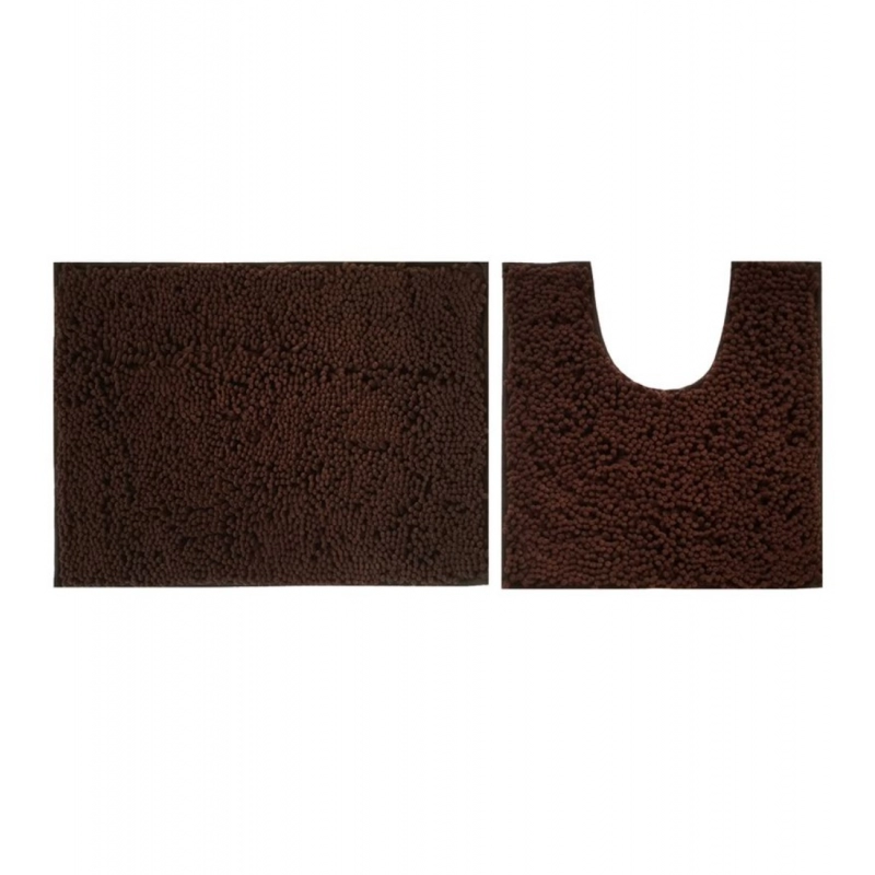 Generic Polyester Knitted Bathmats Sets (Dark Brown, Size: 20x30 In)