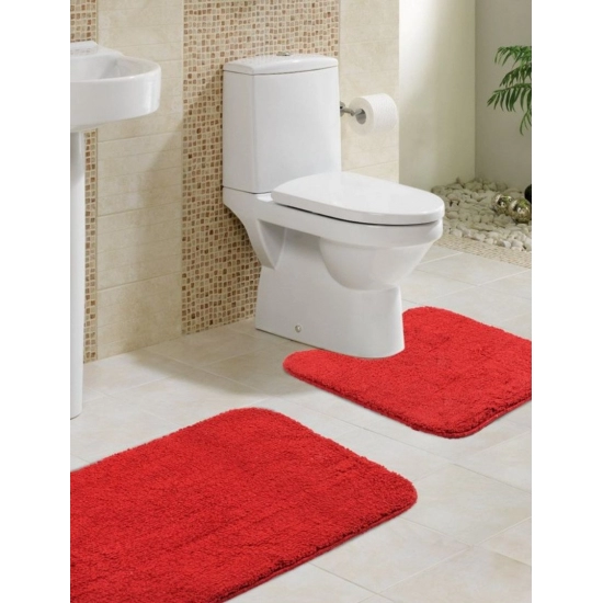 Generic Polyester Solid Bathmats Sets (Red, Size: 20x30 In)