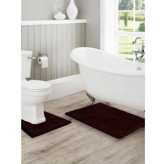 Generic Polyester Knitted Bathmats Sets (Dark Brown, Size: 20x30 In)