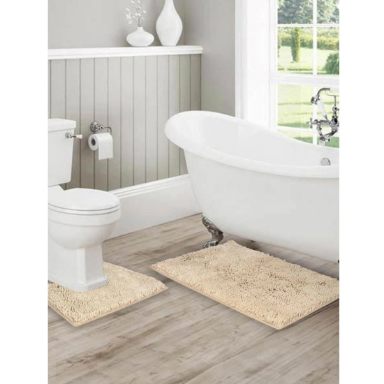 Generic Polyester Knitted Bathmats Sets (Beige, Size: 20x30 In)