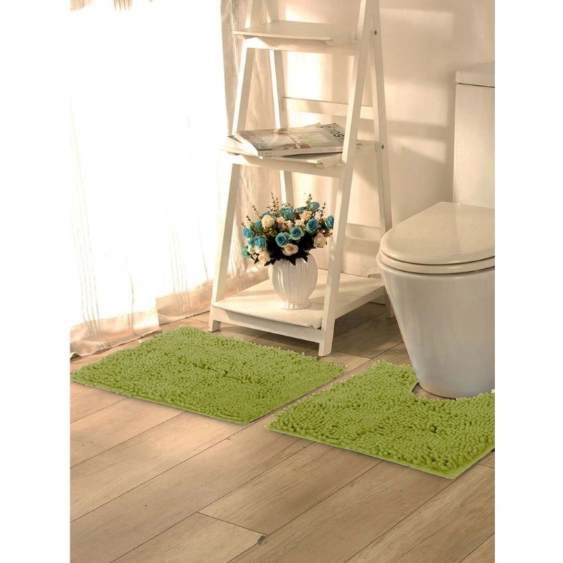 Generic Polyester Knitted Bathmats Sets (Green, Size: 20x30 In)
