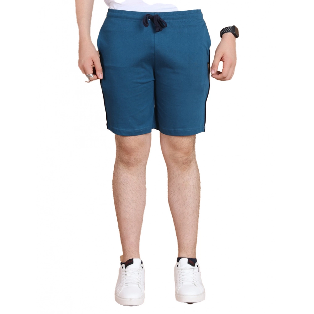 Generic Men’s Casual Cotton Striped Above knee Shorts (Blue)
