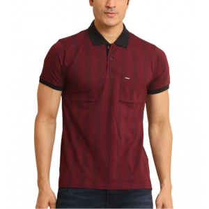 Generic Men's Casual Cotton Printed Polo Neck Half Sleeve T-Shirt (Plum)