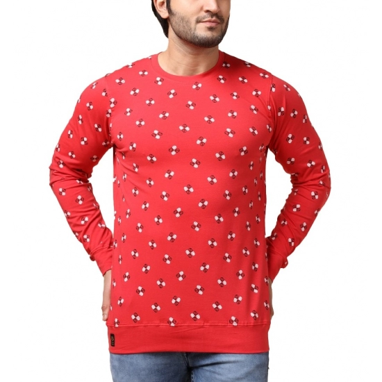 Generic Men's Casual Cotton Printed Round Neck Full Sleeve T-Shirt (Red) Generic Men's Casual Cotton Printed Round Neck Full Sleeve T-Shirt (Red)