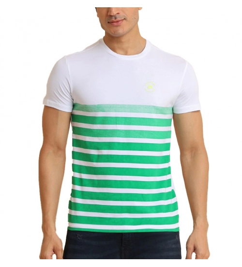 Generic Men's Casual Cotton Printed Round Neck Half Sleeve T-Shirt (Green)