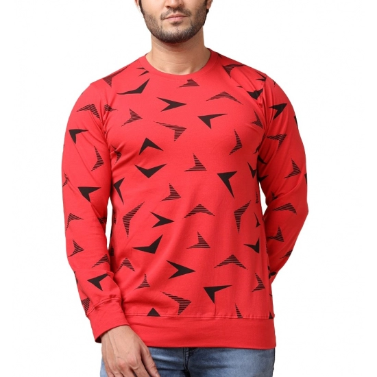 Generic Men's Casual Cotton Printed Round Neck Full Sleeve T-Shirt (Red) Generic Men's Casual Cotton Printed Round Neck Full Sleeve T-Shirt (Red)