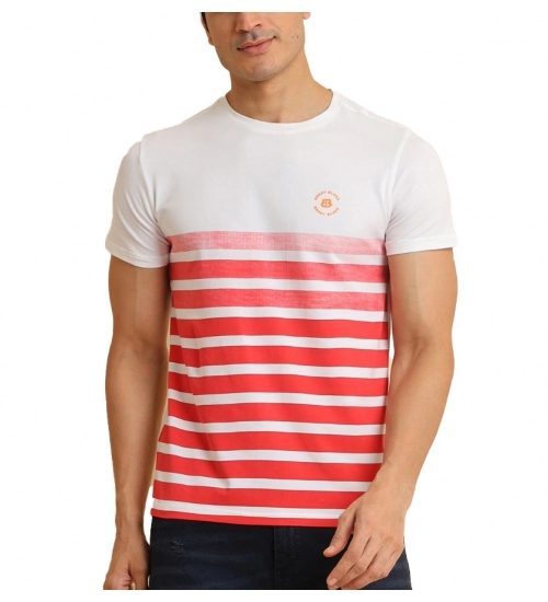 Generic Men's Casual Cotton Printed Round Neck Half Sleeve T-Shirt (Red)