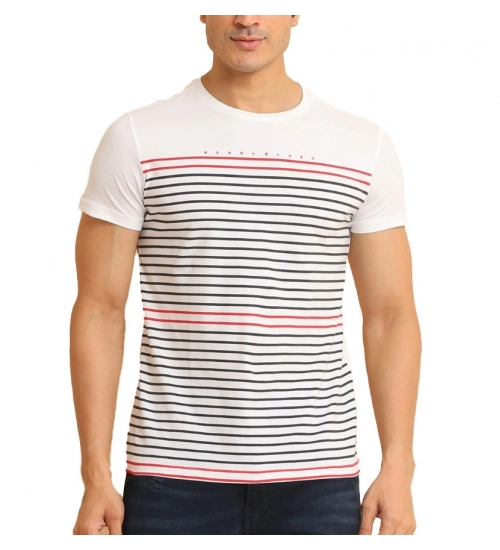 Generic Men's Casual Cotton Printed Round Neck Half Sleeve T-Shirt (White)