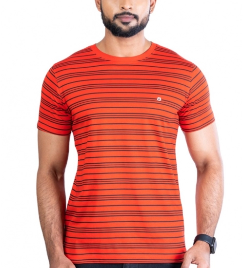 Generic Men's Casual Cotton Printed Round Neck Half Sleeve T-Shirt (Red)