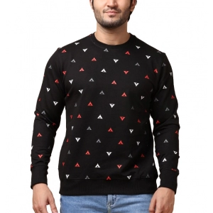 Generic Men's Casual Cotton Printed Round Neck Full Sleeve Sweat T-Shirt (Black)