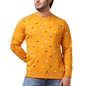 Generic Men's Casual Cotton Printed Round Neck Full Sleeve Sweat T-Shirt (Mustard)