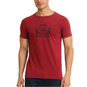Generic Men's Casual Cotton Printed Round Neck Half Sleeve T-Shirt (Maroon)