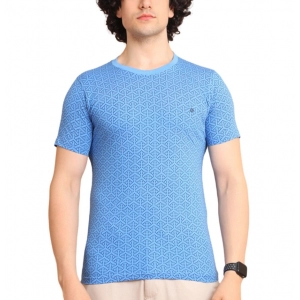Generic Men's Casual Cotton Printed Round Neck Half Sleeve T-Shirt (LightBlue)