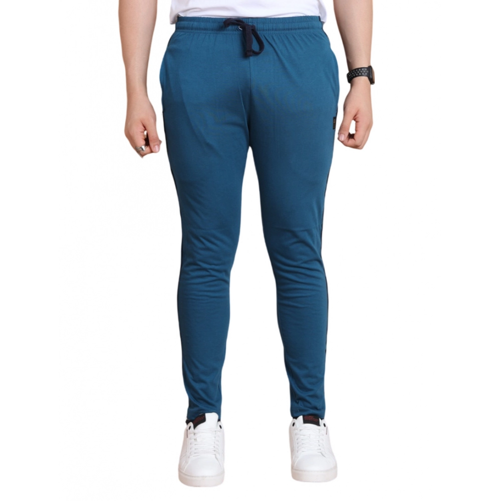 Generic Men’s Casual Cotton Striped Full Length Track Pant (Blue)