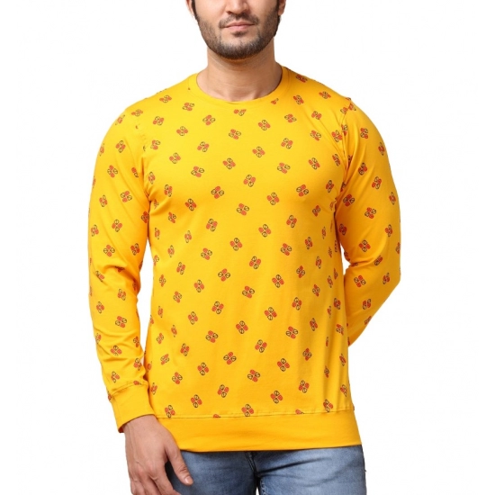 Generic Men's Casual Cotton Printed Round Neck Full Sleeve T-Shirt (Mustard) Generic Men's Casual Cotton Printed Round Neck Full Sleeve T-Shirt (Mustard)