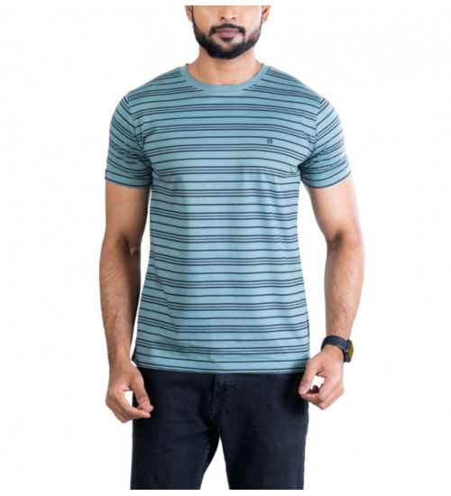 Generic Men's Casual Cotton Printed Round Neck Half Sleeve T-Shirt (Gery)