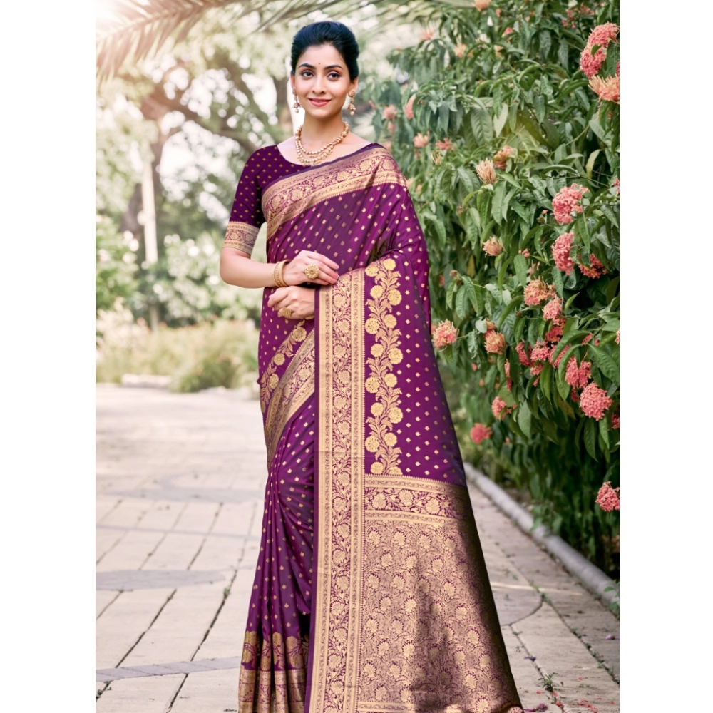 Generic Women's Silk Woven Design Saree With Unstitched Blouse 5.5Mtr (Burgundy) Generic Women's Silk Woven Design Saree With Unstitched Blouse 5.5Mtr (Burgundy)
