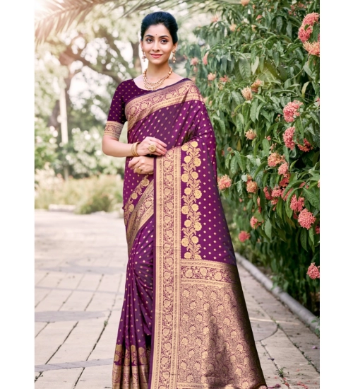 Generic Women's Silk Woven Design Saree With Unstitched Blouse 5.5Mtr (Burgundy)