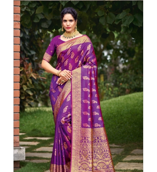 Generic Women's Silk Woven Design Saree With Unstitched Blouse 5.5Mtr (Magenta)