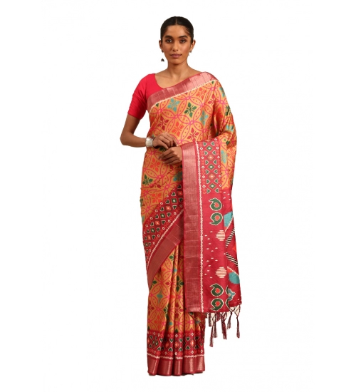 Generic Women's Cotton Printed Saree With Unstitched Blouse 5.5Mtr (Multicolor)