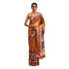 Generic Women's Cotton Printed Saree With Unstitched Blouse 5.5Mtr (Gold)