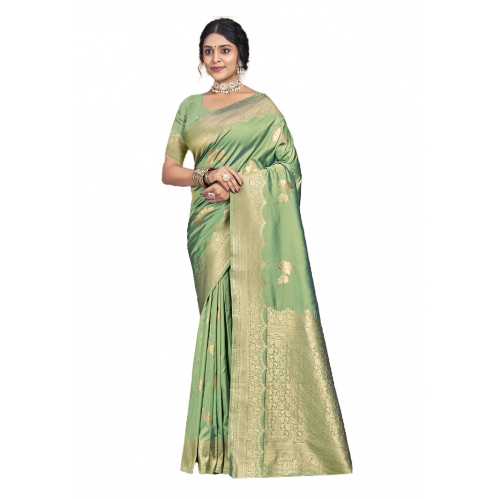Generic Women's Silk Woven Design Saree With Unstitched Blouse 5.5Mtr (Multicolor)