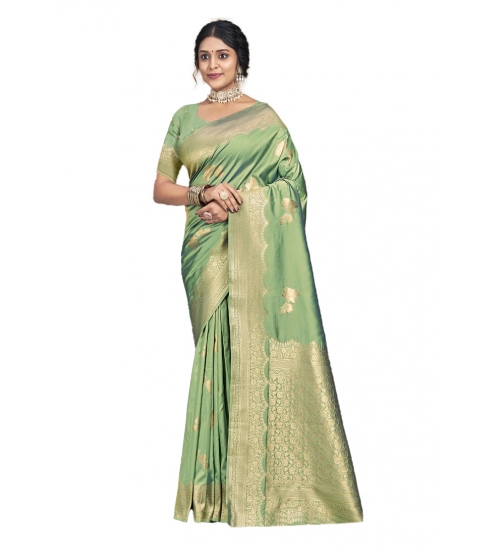 Generic Women's Silk Woven Design Saree With Unstitched Blouse 5.5Mtr (Multicolor)